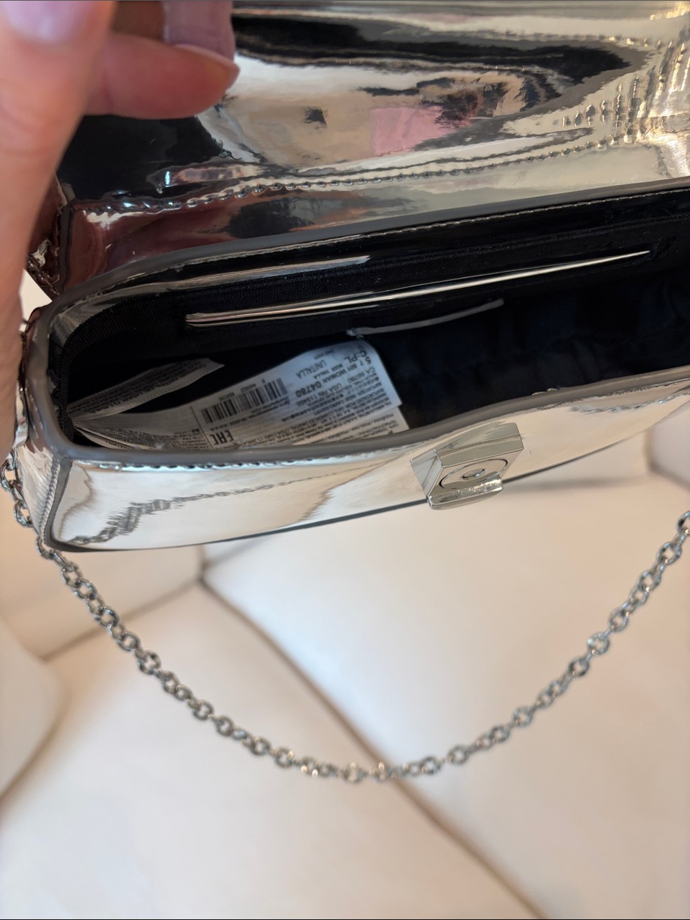 MANGO Silver/ metallic Chain-Handle Shoulder Bag - Picture 4 of 7